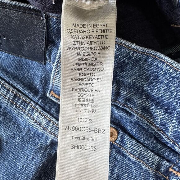 7 For All Mankind Tess Blue Bell Jeans Womens 24 Boho Denim USA Raw Hem 25x32 - Picture 5 of 14